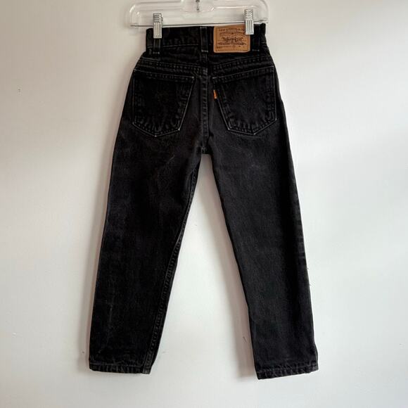 VTG Little Levi’s  USA Made kids Denim Jeans Orange Tab Slim Black Wash 5/6y - Picture 8 of 8